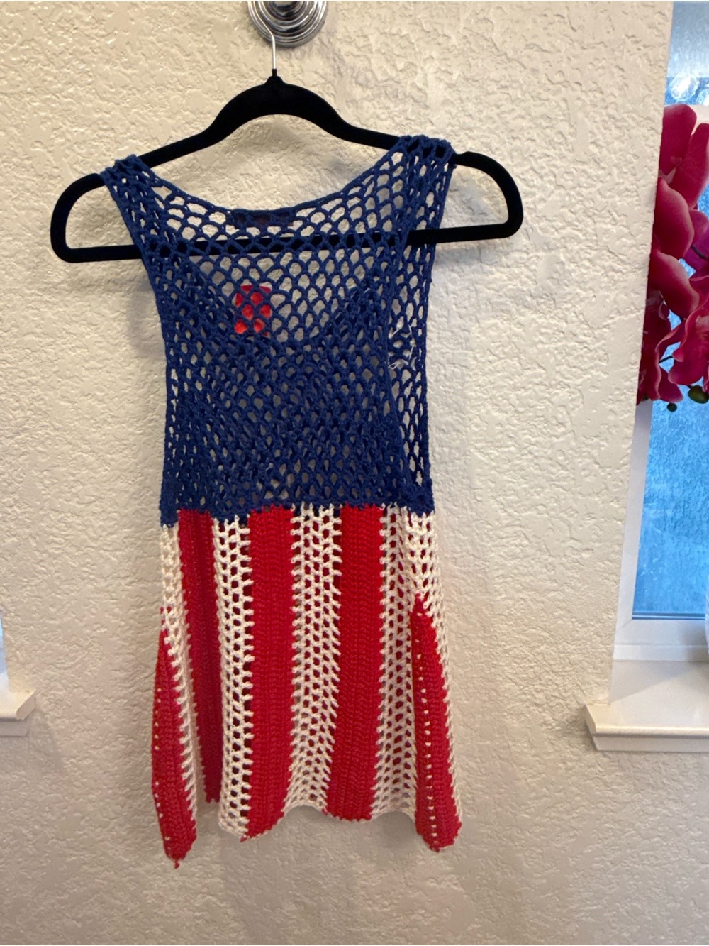 American Flag Handmade RedWhiteBlue Crochet Tank Top&Cover-Up  Small The Classic - Picture 16 of 16
